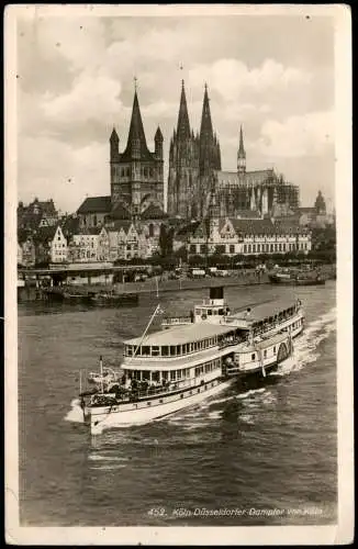 Ansichtskarte Köln Schiff der Köln-Düsseldorfer-Dampfer vor Köln 1937