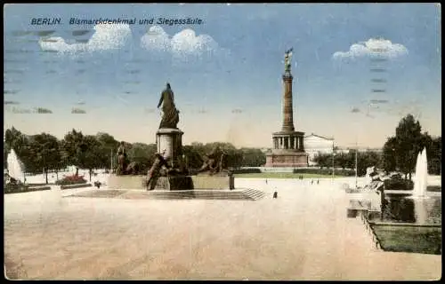 Ansichtskarte Mitte-Berlin Bismarckdenkmal und Siegessäule 1918