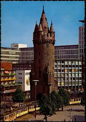 Frankfurt am Main Tram Straßenbahn passiert Eschenheimer Tor 1970