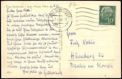 Ansichtskarte Sonthofen Ordensburg 1956