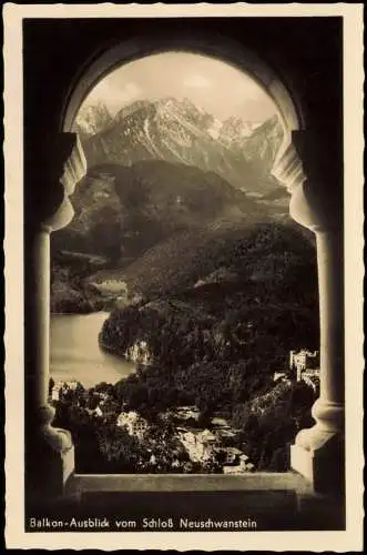 Ansichtskarte Schwangau Balkon-Ausblick vom Schloß Neuschwanstein 1940