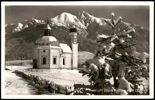 Seefeld (Oberbayern) Seekirchl gegen Reitherspitze im Winter 1962