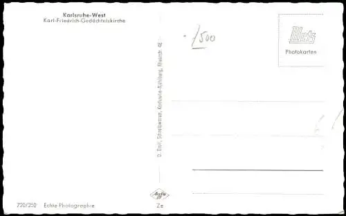 Ansichtskarte Karlsruhe West Karl-Friedrich-Gedächtniskirche 1962