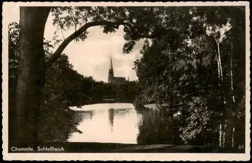 Ansichtskarte Chemnitz Partie am Schloßteich 1938