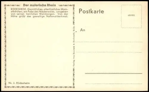 Ansichtskarte Rüdesheim (Rhein) Panorama-Ansicht; Der malerische Rhein 1930