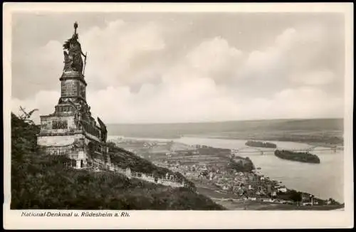 Rüdesheim (Rhein) Panorama-Ansicht Rhein Blick vom Niederwald-Denkmal 1935
