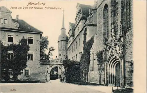 Ansichtskarte Merseburg Partie am Dom mit hinterem Schlosseingang 1908
