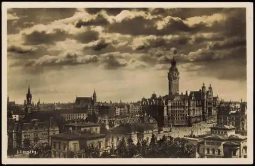 Ansichtskarte Leipzig Panorama-Ansicht mit Neuem Rathaus 1937