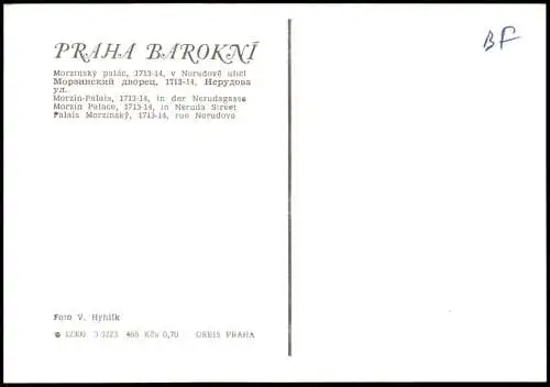 Prag Praha Morzinský palác, Morzin-Palais in der Nerudagasse 1970