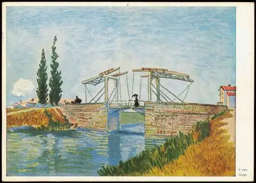 Künstlerkarte: VINCENT VAN GOGH Die Brücke The Bridge Le Pont 1950