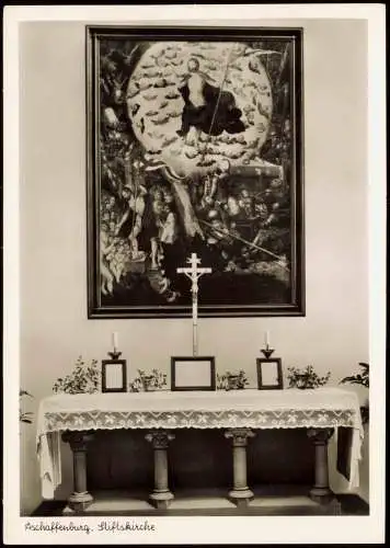 Aschaffenburg STIFTSKIRCHE Altar Querschiff mit Auferstehungsbild 1970