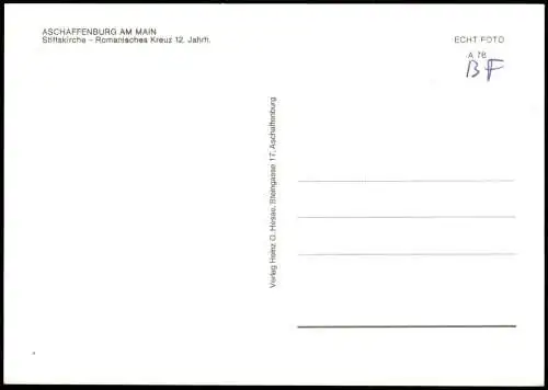 Ansichtskarte Aschaffenburg Stiftskirche Romanisches Kreuz 12. Jahrh. 1970