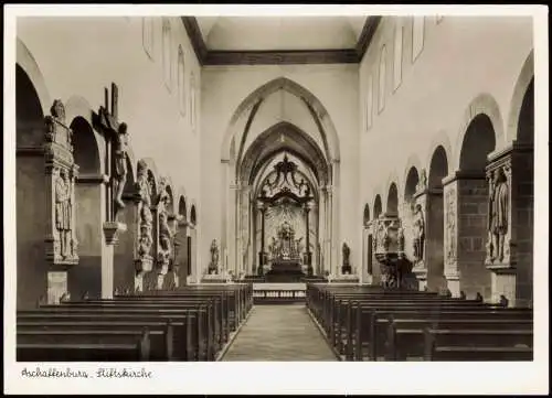 Aschaffenburg STIFTSKIRCHE, Hochaltar, Mittelschiff nach Osten 1960