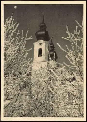 Aschau im Chiemgau Barocke Pfarrkirche im Rauhreif Max-Baur-Bildkarte 1960
