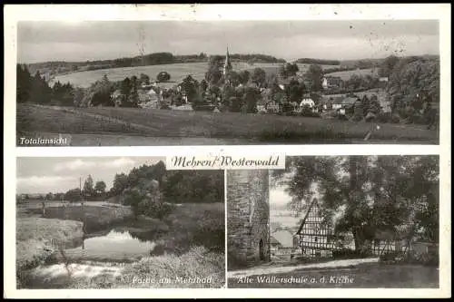 Ansichtskarte Mehren Eifel Totale, Mehrbad, Alte Wällerschule 1957