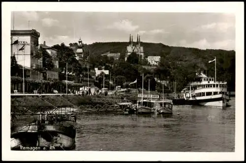Ansichtskarte Remagen Rheinpartie Hotels Dampfer 1950