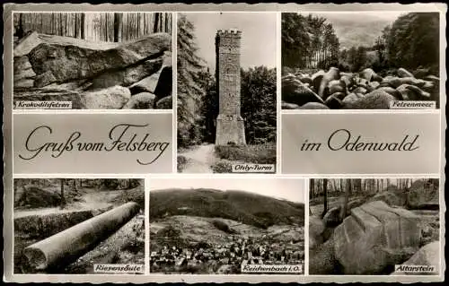 Ansichtskarte Felsberg Hessen MB Ohly Turm Odenwald 1965  gel. Landpoststempel