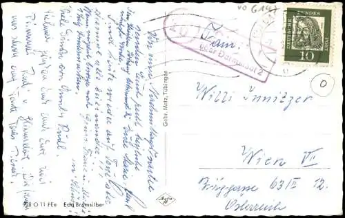 Ansichtskarte Felsberg Hessen MB Ohly Turm Odenwald 1965  gel. Landpoststempel