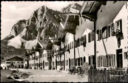 Ansichtskarte Mittenwald Untermarkt m. Wetterstein 1967