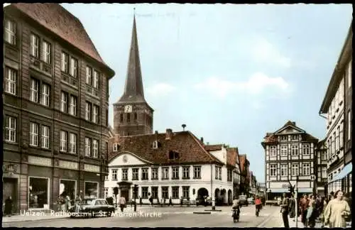 Ansichtskarte Uelzen Rathaus mit St Marien-Kirche 1966