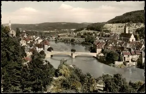 Ansichtskarte Laufenburg Blick vom Dreispitz auf die Rheinbrücke 1959