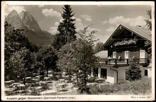 Ansichtskarte Garmisch-Partenkirchen Aulealm gegen Waxenstein 1953