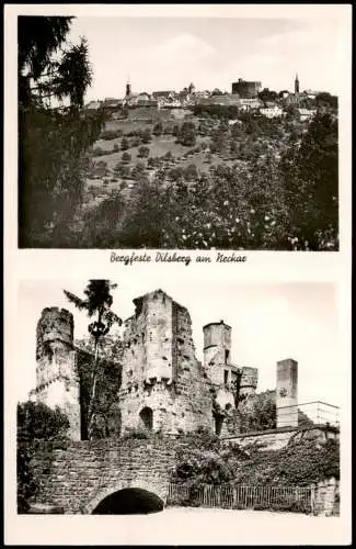 Ansichtskarte Dilsberg-Neckargemünd 2 Bild: Stadt u. Bergfeste 1956
