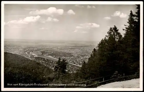 Ansichtskarte Heidelberg Blick vom Restaurant auf Rheinebene 1955