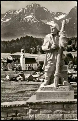 Ansichtskarte Lechbruck am See Stadt mit Lechflößer-Denkmal 1970