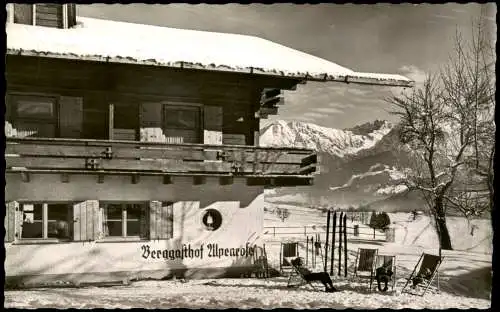 Obermaiselstein Oberallgäu Berggasthof Alpenrose im Winter 1961 Landpoststempel