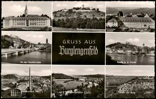 Ansichtskarte Burglengenfeld Kreiskrankenhaus Zementwerk Schule Mehrbild 1958