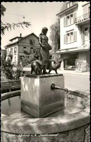 Ansichtskarte Affoltern am Albis Straßenpartie Säulibrunnen 1961