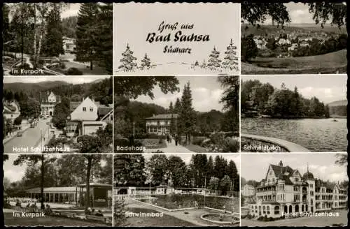 Ansichtskarte Bad Sachsa MB: Im Kurpark Badehaus Schmelzteich Schwimmbad 1962