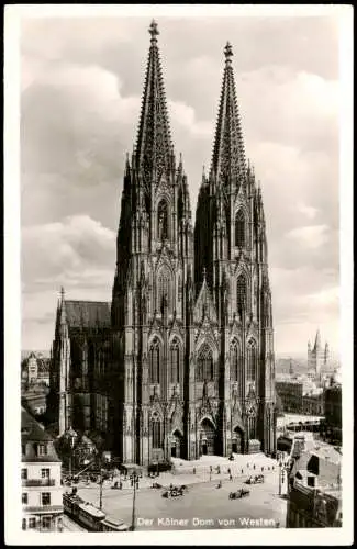 Ansichtskarte Köln Dom von Westen, Straßenbahn 1961