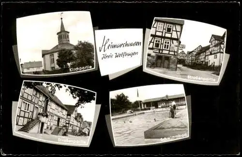 Heimarshausen-Naumburg (Hessen) Straßen, Schimmbad, Kirche - Mehrbild 1969