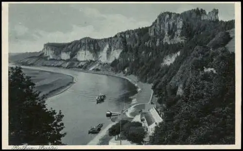 Ansichtskarte Rathen Sächs. Schweiz, Rathen Bastei, Elbe Dampfer 1920