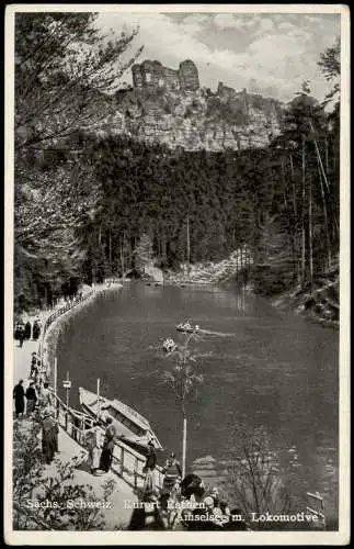 Ansichtskarte Rathen Amselsee mit Lokomotive 1936