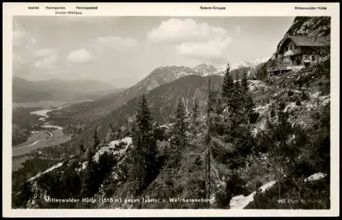 Mittenwald Mittenwalder Hütte gegen Isartal und Walchenseeberg 1960