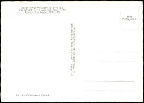 Ansichtskarte Hiddesen-Detmold Hermannsdenkmal 1965