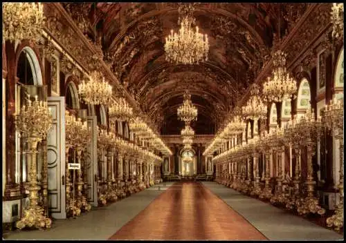 Chiemsee KÖNIGSSCHLOSS HERRENCHIEMSEE Spiegelgalerie-Schloßbeleuchtung 1970