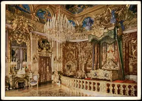 Ansichtskarte Chiemsee Schloß Herrenchiemsee Prunkschlafzimmer 1970