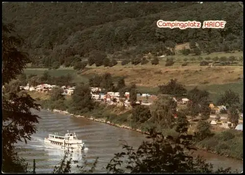 Neckargemünd Schiff passiert Campingplatz-Haide Alfred Kipphan 1970