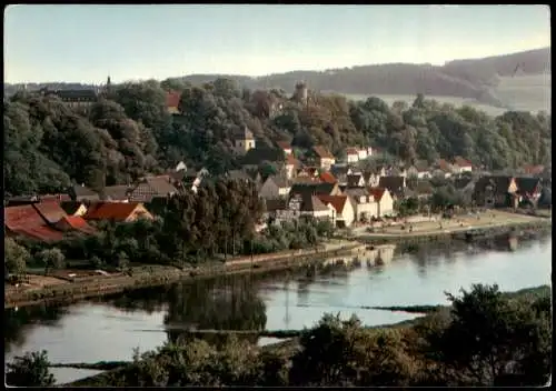 Herstelle-Beverungen Ortsansicht, Panorama, Partie am Fluss 1980