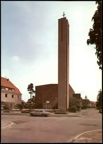 Ansichtskarte Kesselstadt-Hanau Straßenpartie Pfarrkirche St. Elisabeth 1978