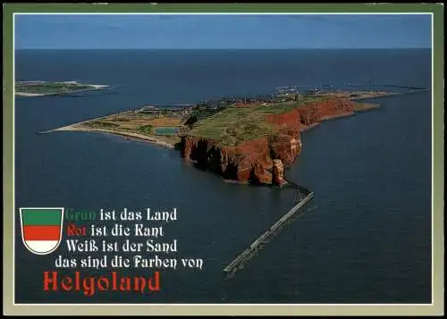 Helgoland (Insel) Luftbild Nordseebad INSEL Gesamtansicht v. Flugzeug aus 1990
