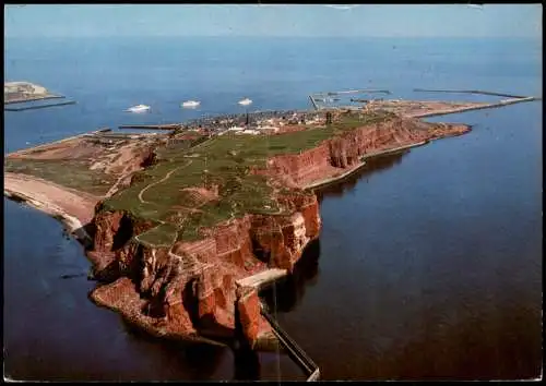 Helgoland (Insel) Luftbild Totalansicht vom Flugzeug aus, Luftaufnahme 1965