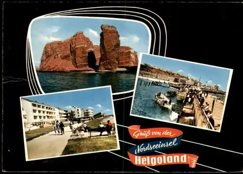 Helgoland (Insel) Mehrbildkarte Grusskarte mit 3 Ortsansichten 1970