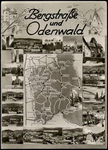 Odenwald Allgemeine Ansichten Stadtplan Landkarte (Map) Odenwald (Hessen) 1960