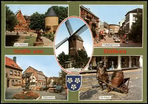 Dülken-Viersen Mehrbild-AK Eligiusplatz Narrenmühle Fußgängerzone Rathaus 1990