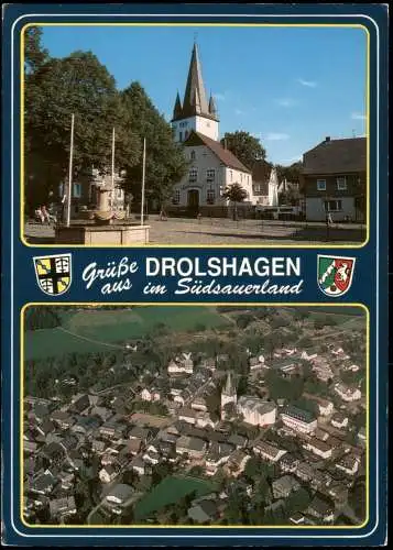 Drolshagen 2-Bild Karte Ortsansicht und Luftbild Luftaufnahme 1980